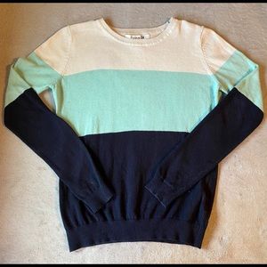 Long Sleeve White/Green/Navy Blue